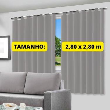 Imagem de Cortina Blecaute Blackout Película Cinza com Alça para Bastão Varão Quarto Sala Escritório - Vários Tamanhos - Envio Ime