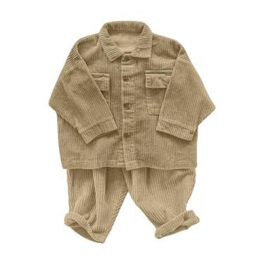 Imagem de Casaco de veludo cotelê simples para meninos e meninas de 3 a 24 meses, jaqueta jeans para bebês meninas, Bege, 12-18 Meses