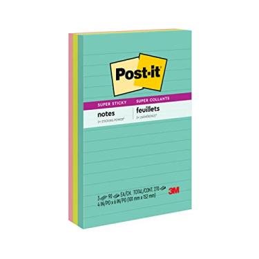 Imagem de Post-it Notas forradas super adesivas, 3 blocos de notas adesivos, 10 x 15 cm, material escolar para estudantes, ideal para livros didáticos, cadernos, paredes e superfícies verticais, coleção