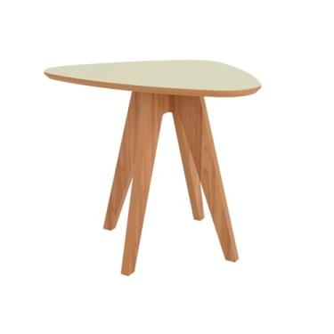 Imagem de Mesa Lateral Orgânica 65cm Dalla Costa - Off White/Freijó