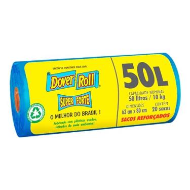 Imagem de Dover-Roll Super Forte 50L Azul, Rolo com 20 Sacos para Lixo