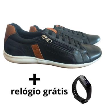 Imagem de Sapatênis Masculino Laroche Couro Ziper Cadarço De Elástico