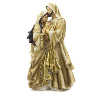 Imagem de Imagem Sagrada Família Importada Dourada Resina 31 cm
