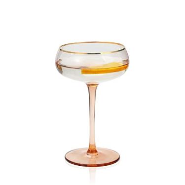 Imagem de EVEREST GLOBAL 1 peça de taças de champanhe com borda dourada, copos de martini de 250 ml, copos de coquetel cupê feitos à mão, excelente adição para suas festas de casamento