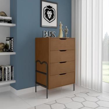 Imagem de Cômoda Moderna 4 Gavetas 43x92cm Oasis Preto/nature