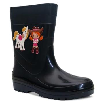 Imagem de Bota Galocha Infantil Menina Nº 25 ao 32 Botinha Feminina Country Boiadeira 09.48 (Preto, BR, Criança de 4 a 8 anos, Numérico, 30)