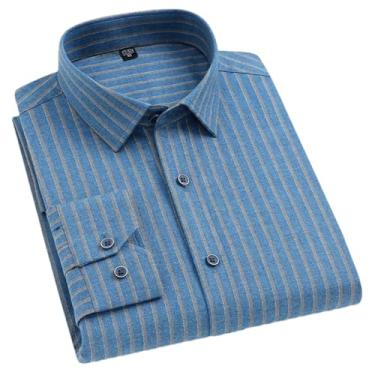 Imagem de Camisas xadrez clássicas masculinas algodão lixa tecido quente manga longa masculina casual ajuste regular macio autum bolso de inverno, M162-19, PP