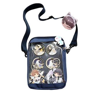 Imagem de Vensivy Ita Bag Bolsa tiracolo transparente de anime com alfinetes de ombro Itabag Comic Anime Satchels, Azul escuro, One Size, Chique, exclusiva