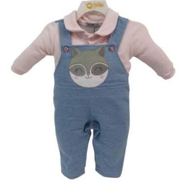 Imagem de Macacão Bebê Menina Finta Jardineira Zafielo 518 Pettenati - Rosa - M ( 6 - 9 MESES )-Feminino