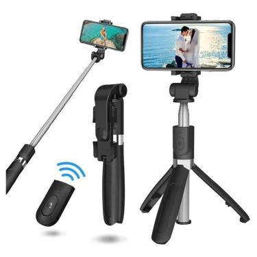 Imagem de Pau bastão selfie tripé controle bluetooth retrátil celular