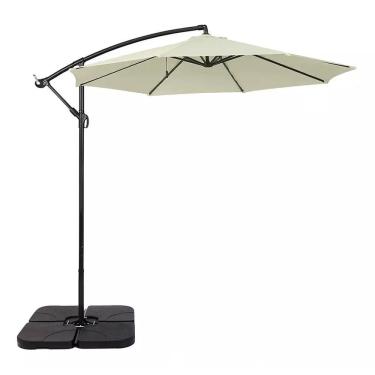 Imagem de Ombrelone Articulado Guarda Sol De Praia Jardim Lateral 3 Metros Base 60l  Cinza RM Decor