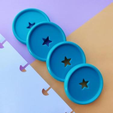 Imagem de Kit 12 Discos G 32mm de Caderno Infinito Sistema Inteligente Amor Infinito Cadernos - Estrela (Azul Turquesa)