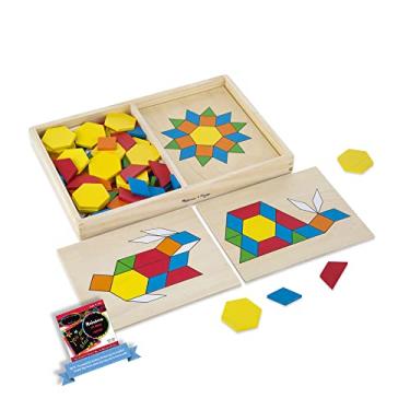 Imagem de Melissa & Doug Pattern Blocks and Boards: Classic Toy Bundle with 1 Theme Compatible M&D Scratch Fun Mini-Pad (90029)