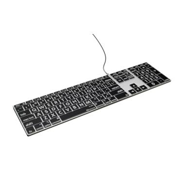 Imagem de KB Covers Teclado de alumínio Pro retroiluminado com impressão grande - macOS - EUA | Etiquetas de teclas de alto contraste | Visibilidade de digitação | Acessório para espaços de trabalho com pouca