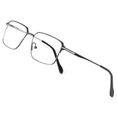 Imagem de Saraudy Óculos de lente transparente para homens, armação leve para homens, óculos sem grau, lentes substituíveis, Preto, 54mm