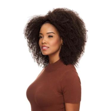 Imagem de Peruca com Faixa Cabelo Humano Crespo Textura Kinky Castanho Escuro De Benguela (50cm)