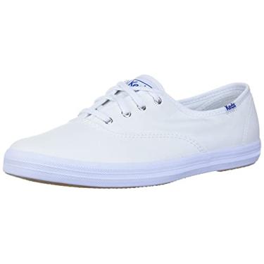 Imagem de Keds Tênis feminino Champion de lona com cadarço, Tela branca, 11 Wide