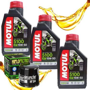 Imagem de Troca de Óleo Motul 5100 15W50 3 Litros + Filtro Hiflo Hf204 - MOTUL /