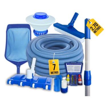 Imagem de Kit De Limpeza Para Piscinas Fibra Vinil Alvenaria - Cabo 2,70m - Brus