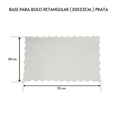 Imagem de 10 Unidades Cake Board Base Laminada P/ Bolo Retangular 20x33cm.Prata 