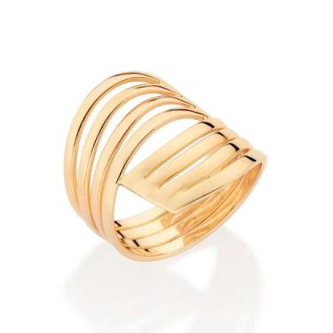 Imagem de Anel rommanel banhado ouro 3x 24k 18k e 22k feminino grande vazado max