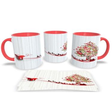 Imagem de Canecas de Porcelana Vermelha Personalizadas Arvore de Natal (Mod.10)