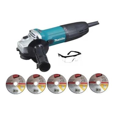 Imagem de Esmerilhadeira E Lixadeira Profissional Makita 720w Ga4530 Com 5 Disco