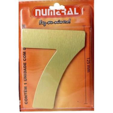 Imagem de Algarismo 7 Numeral 125mm Ouro Escovado 200-7 - Numeral Ind