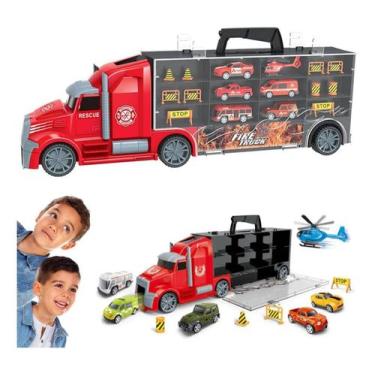 Imagem de Caminhão Maleta Para Até 24 Carrinhos Estilo Hotwheels - DM TOys, Verm