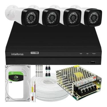 Imagem de Kit Cftv 4 Cameras Segurança 1080p Full Hd Dvr Intelbras 1tb