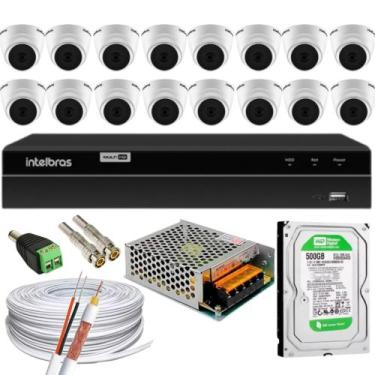 Imagem de Kit 16 Câmeras 1220D mic Intelbras Dvr 1216 Audio Microfone 500gb