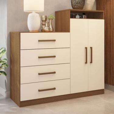 Imagem de Cômoda áurea 2 Portas 4 Gavetas Amêndola/Off-White - Demóbile - Demobi