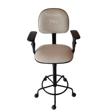 Imagem de Cadeira Secretaria Caixa Alta Braço Regulagem Altura Estrela - Sintoni