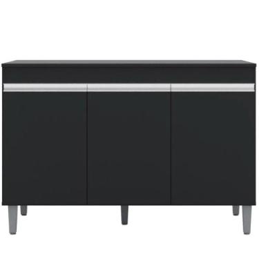 Imagem de Gabinete Balcão Miriam 3 Portas para Cozinha Preto - AJL