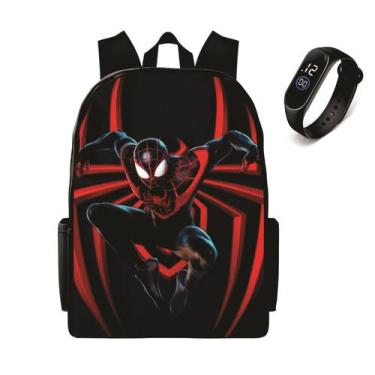 Imagem de Mochila Infantil Escolar Para Crianças Homem aranha Mais Relogio Digit