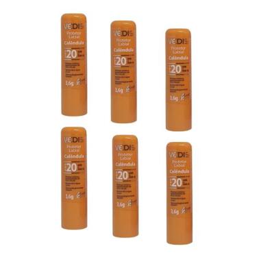 Imagem de Kit 6 Protetor Labial Calêndula Fps 20 Uvb + Uva - Vedis