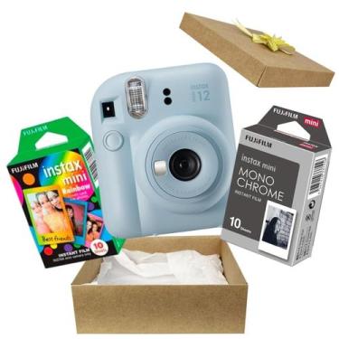 Imagem de Kit Presente Câmera Instax Mini 12 com Filme Preto Branco + Filme Rain