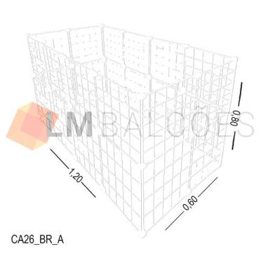 Imagem de Cercadinho Aramado Branco Para Pet - 1,20 X 0,80 X 0,60m - LM Balcoes