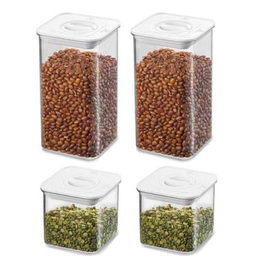 Imagem de Kit 4 Potes Smart Branco - 2-600 ML / 2-1,300ML - Drumond Variedades