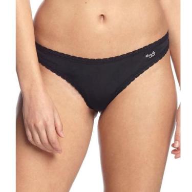 Imagem de Calcinha Microfibra Fio Dental Sloggi 24576 Com Renda, Preto, M