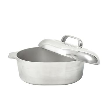 Imagem de IMUSA Torrador de alumínio fundido oval Cajun para serviço pesado EUA 33 cm, prata