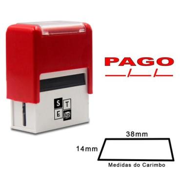 Imagem de Carimbo Automático Pago Com Data Vermelho - Set Papelaria