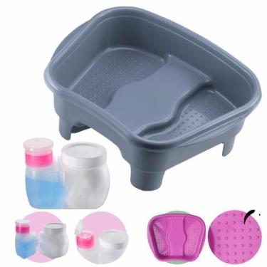 Imagem de Kit Porta Acetona/Algodão + Bacia Pés Pedestal Pedicure Manicure Salão