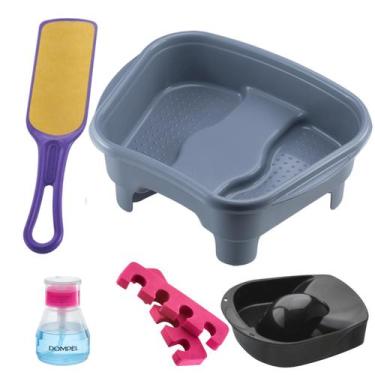 Imagem de Kit Manicure Pedicure Porta Acetona Tigela Mão Bacia Separador de Dedo