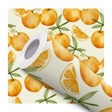 Imagem de Papel de Parede Vinílico Laranja Fruta Aquarela Cozinha 3.5m - DELIQUA
