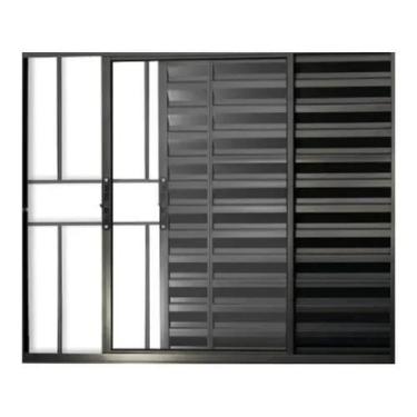 Imagem de Janela Veneziana 3 Folhas 1,00x1,50 Preto C/ Grade - ALLO ESQUADRIAS