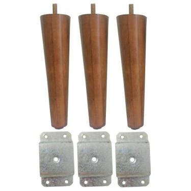 Imagem de 3 Pe Palito 25cm Marrom Claro Chapa Reta Para Móveis - Jthome, Amêndoa