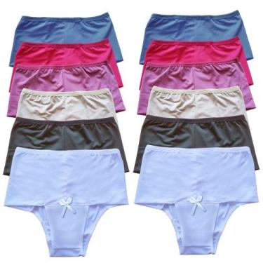 Imagem de Kit 12 Calcinhas Modeladora Cintura Alta Frimodas Microfibra Adulto, M