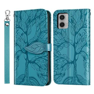 Imagem de TIPOYOROO Capa para Motorola Moto G73 2023 16,5 cm Capa protetora Flip Case Folio Book Capa de telefone de couro PU com suporte de cartão cordão fecho magnético para Moto G73 6,5 polegadas - Turquesa