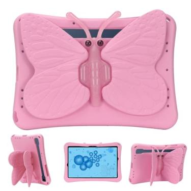 Imagem de Capa Butterfly Kids para Samsung Galaxy Tab S9 FE 5G 27.7 cm/ S9/S8/S7 27.9 cm, Galaxy Tab A9+ Plus, capa macia de EVA giratória, leve, Shockprof, compatível com crianças, rosa